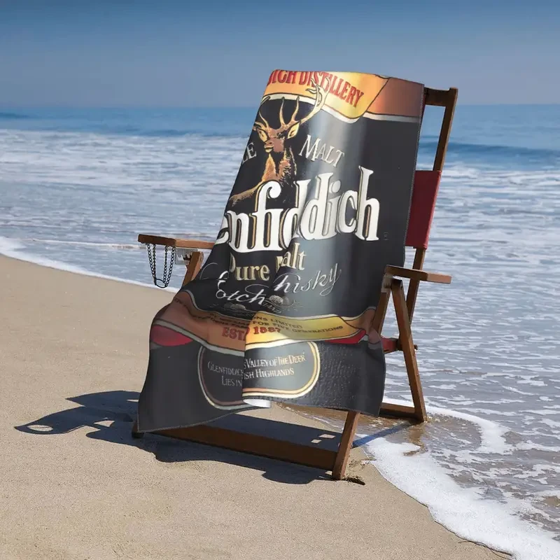 Glenfiddich-Branded Microfiber Quick-Dry Towel  Luxury Accessory for Swimming, Travel, and Beach Days