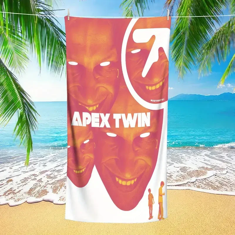 Aphex Twin Themed 2-in-1 Foldable Beach Towel & Storage Bag  Quick-Dry Microfiber, Vibrant Logo Design, Perfect for Music Fans