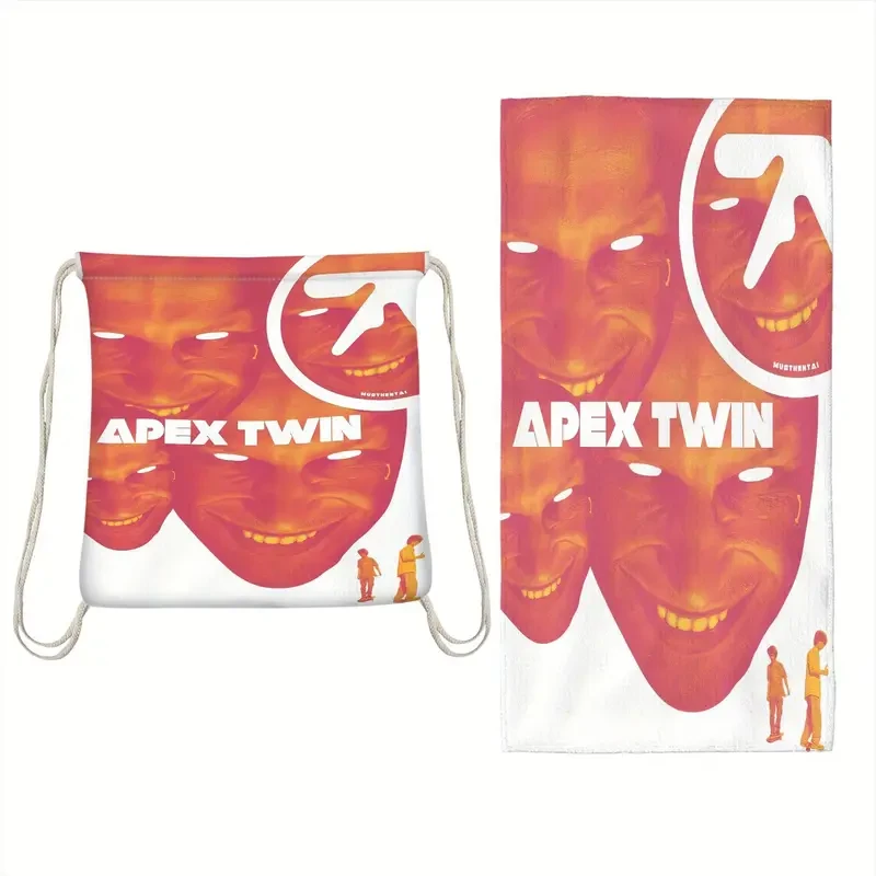 Aphex Twin Themed 2-in-1 Foldable Beach Towel & Storage Bag  Quick-Dry Microfiber, Vibrant Logo Design, Perfect for Music Fans
