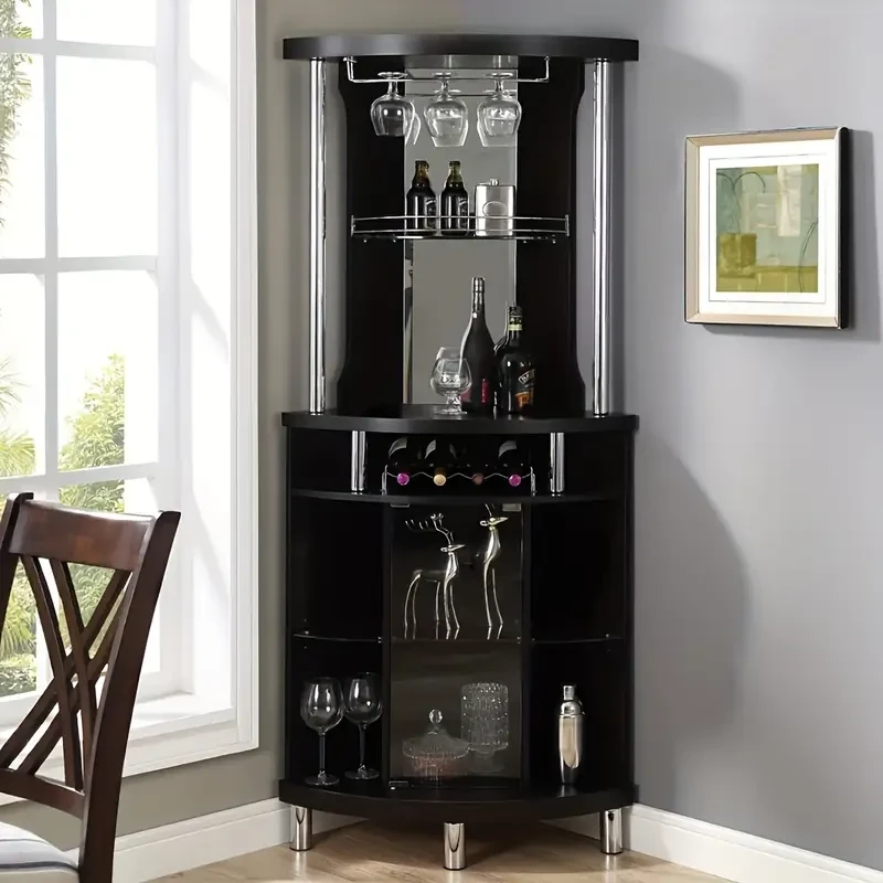 Corner Wine Cabinet  Elegant Storage for Wine, Glassware, and Bar Essentials