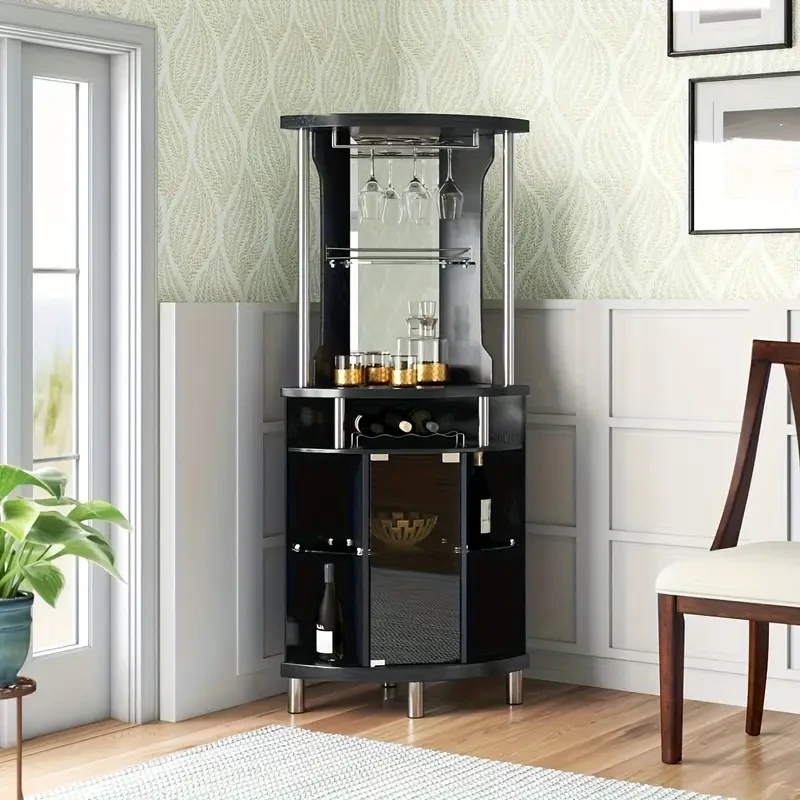 Corner Wine Cabinet  Elegant Storage for Wine, Glassware, and Bar Essentials