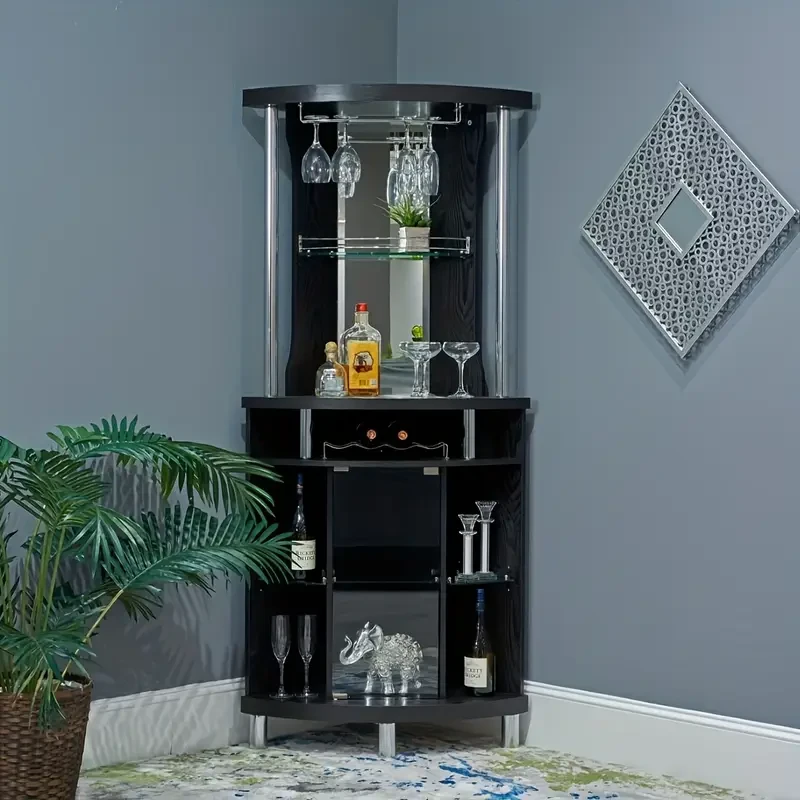 Corner Wine Cabinet  Elegant Storage for Wine, Glassware, and Bar Essentials