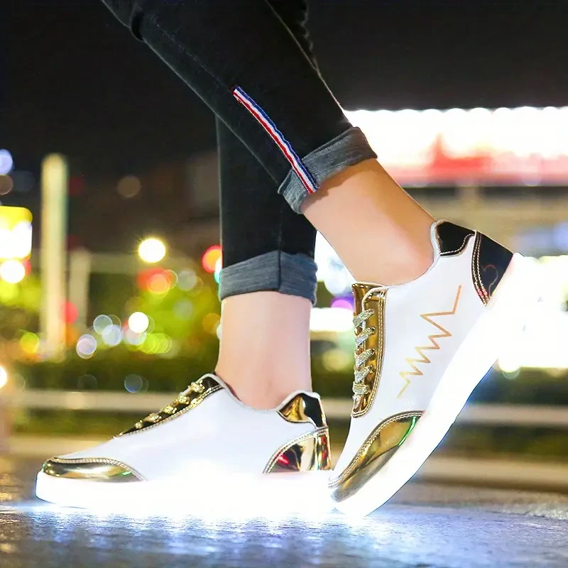 Colorful Glowing Charging Shoes for Men & Women  Luminous Ghost Step Dance Shoes for Street Dance and Casual Wear