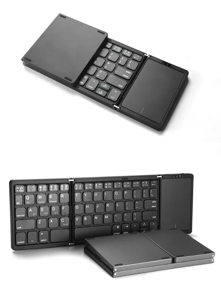 Three Folding Wireless Bluetooth Keyboard Touch Pad Mobile Phone Tablet Notebook Portable Folding Keyboard