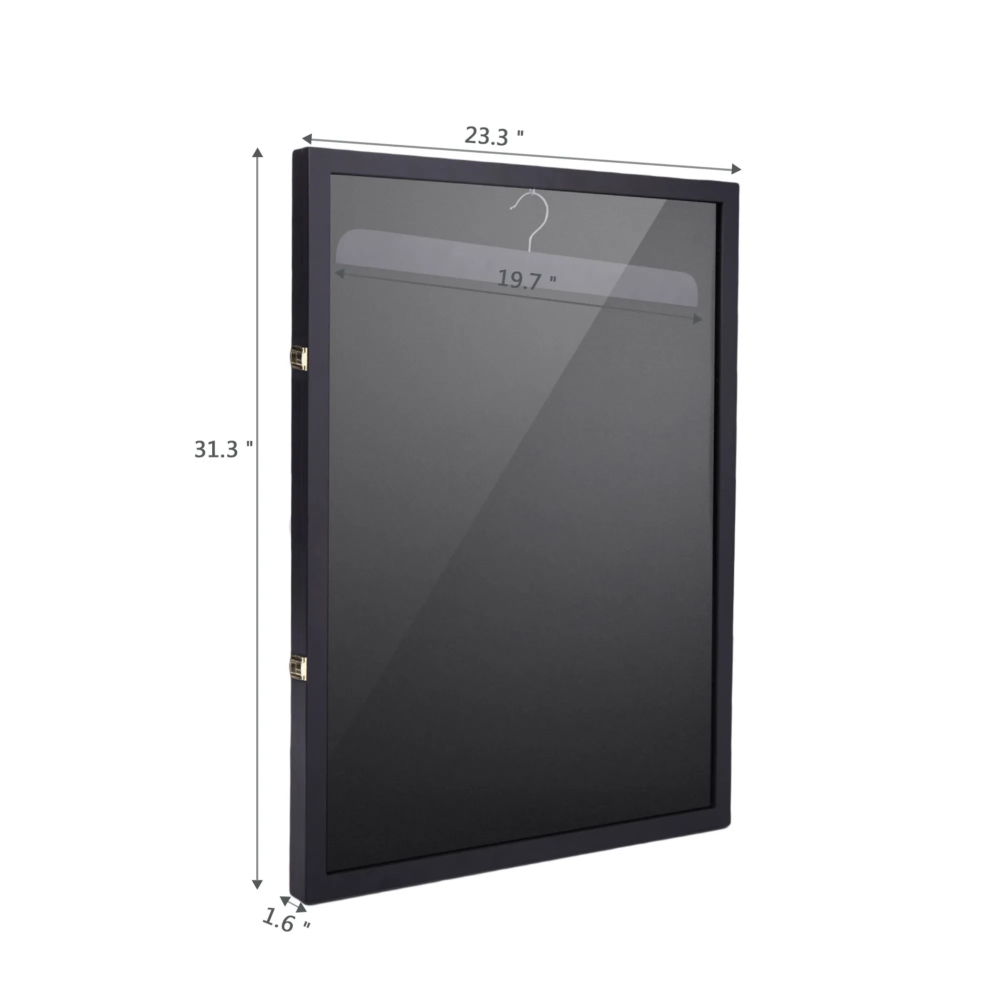 Jersey Display Case With Lengthened Hanger For Sports Uniforms & Shirts - Black