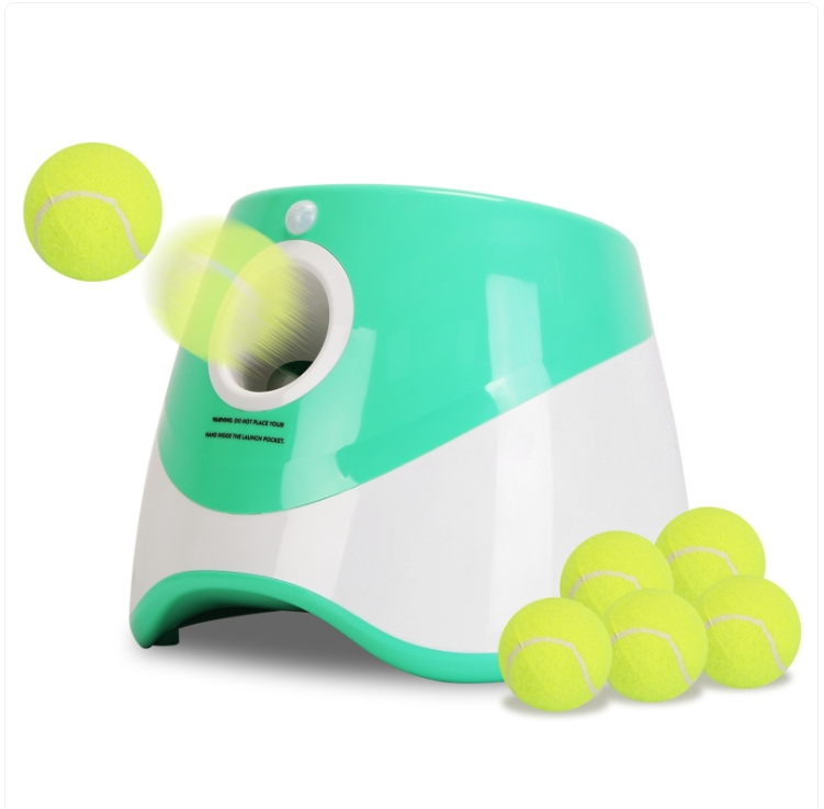 1Pc Automatic Dog Ball Launcher Included 6 Tennis Balls Dog With 3 Adjustable Launch Distance Interactive Ball Thrower Fetch Machine For Small Medium Dogs