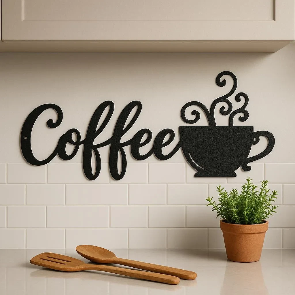 Coffee Metal Wall Decor Sign,Iron Art Silhouette Mug,Upgrade Your Wall Aesthetic