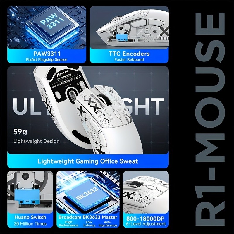 ATTACK SHARK R1 59G Wireless Gaming Mouse