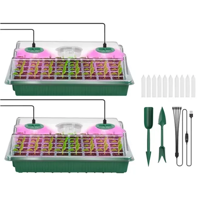 2Pcs 40 Cells Seed Starter Tray Plant Grow Light
