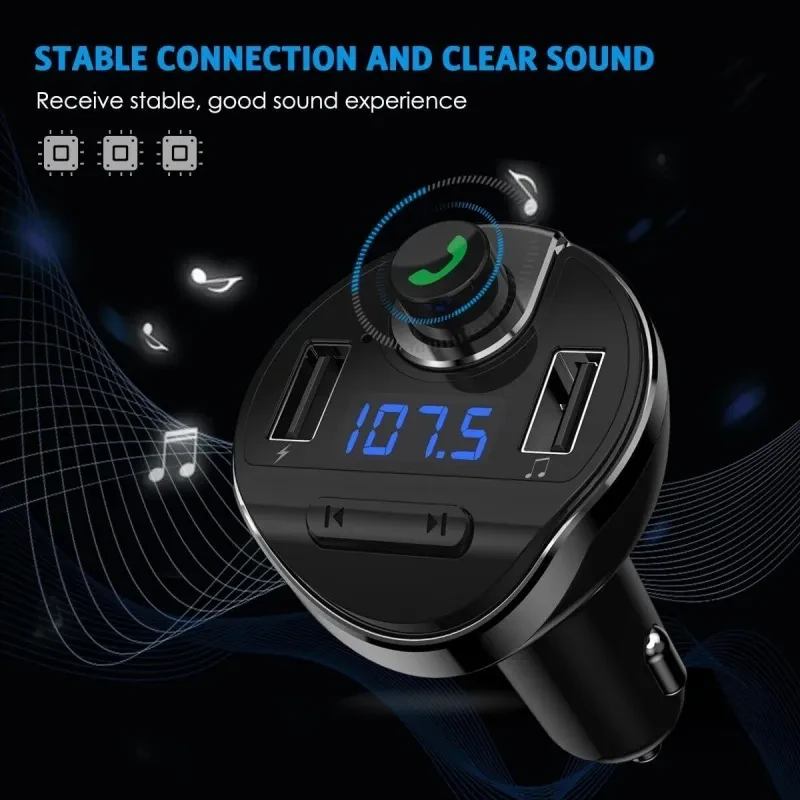 Car Bluetooth T20 Hands-free FM Transmitter MP3 Player Phone Charger