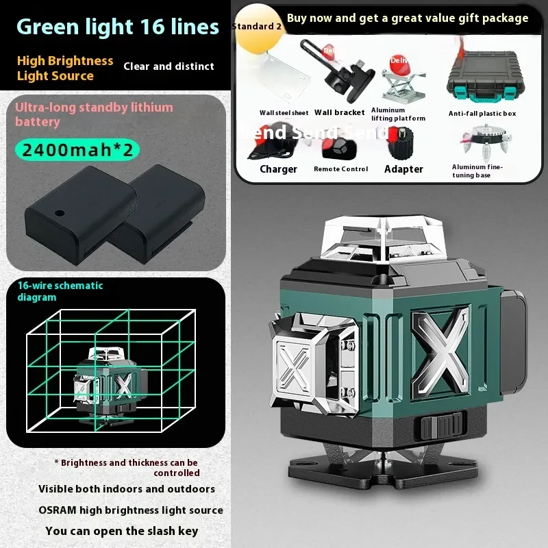 Green Light 16 Lines 3D Laser Level
