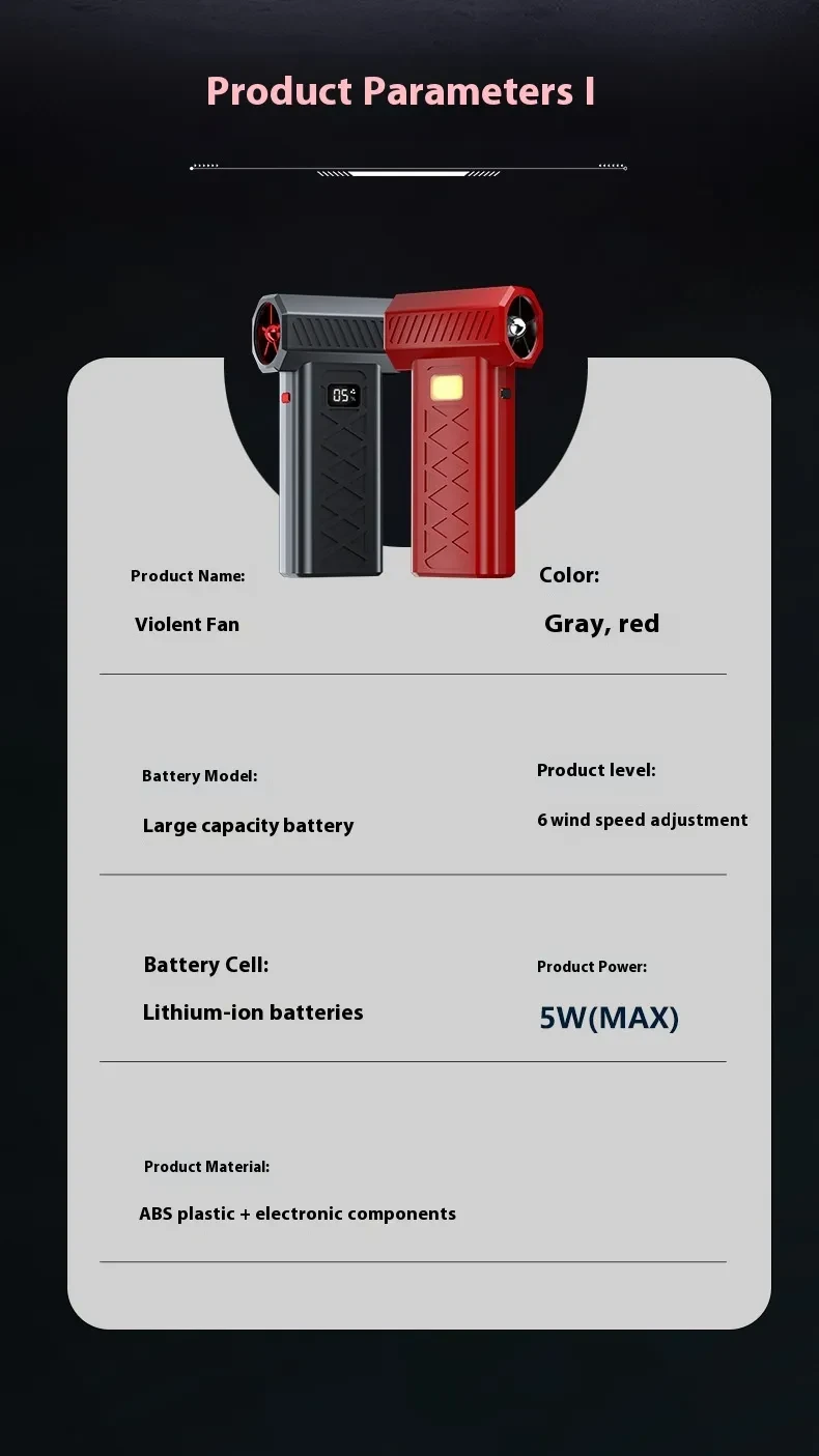 High-power High-speed Turbine Dust Removal Snow Blowing Emergency Lighting Rescue Broken Window Hammer Fan