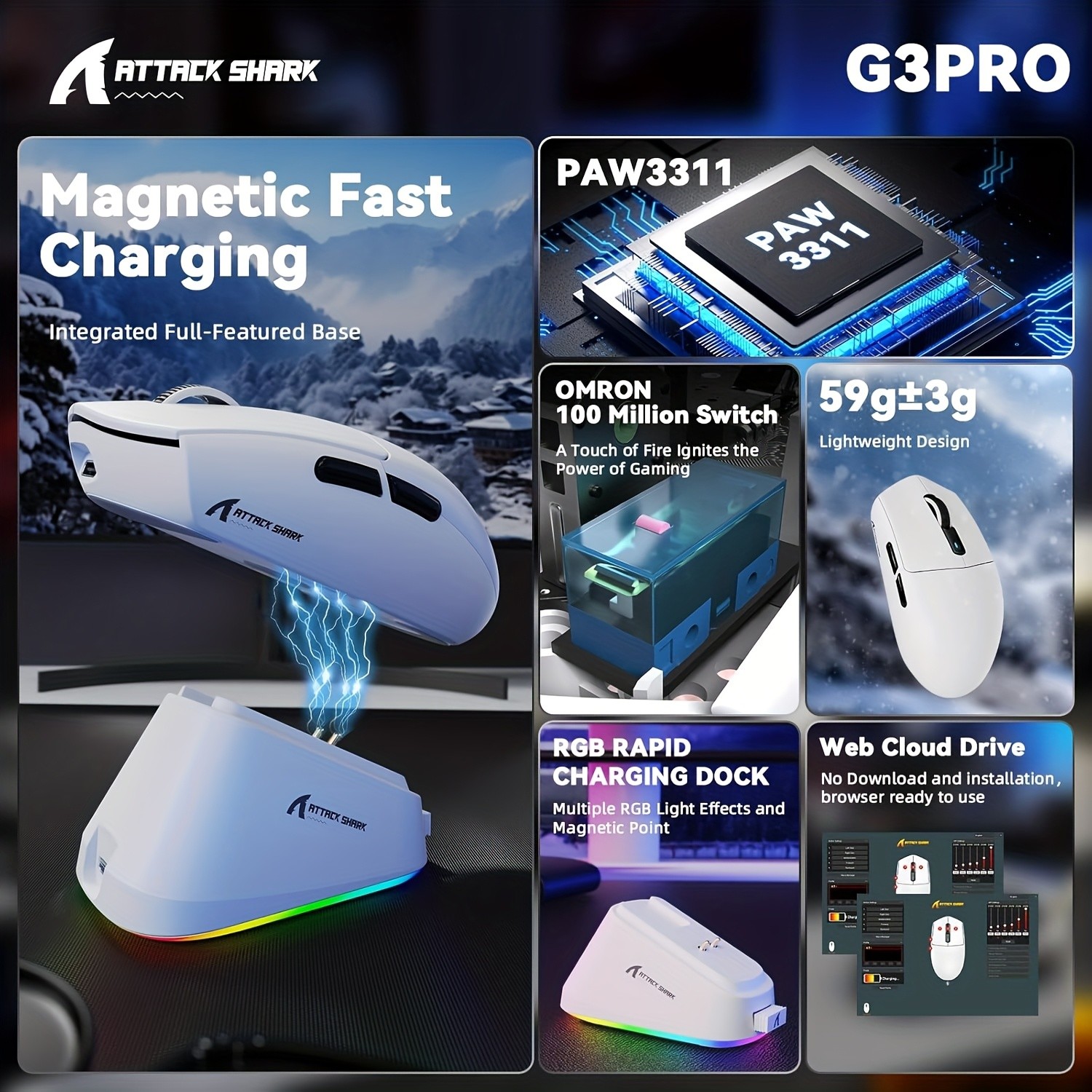 ATTACK SHARK G3PRO Wireless Gaming Mouse  Pro-Level Precision and Freedom for NZ Gamers