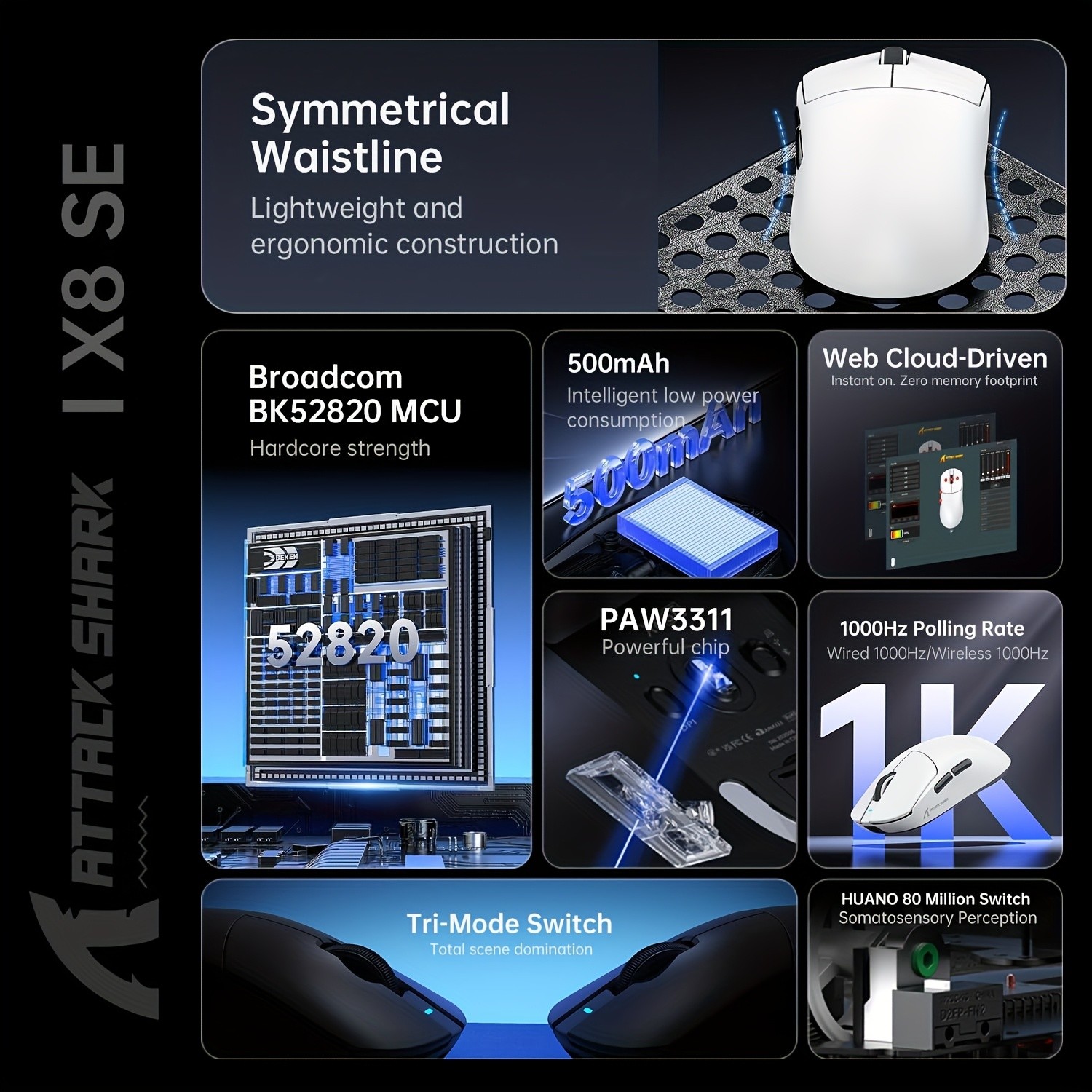 ATTACK SHARK X8 SE Superlight Wireless Gaming Mouse Elite Speed and Control for NZ Gamers