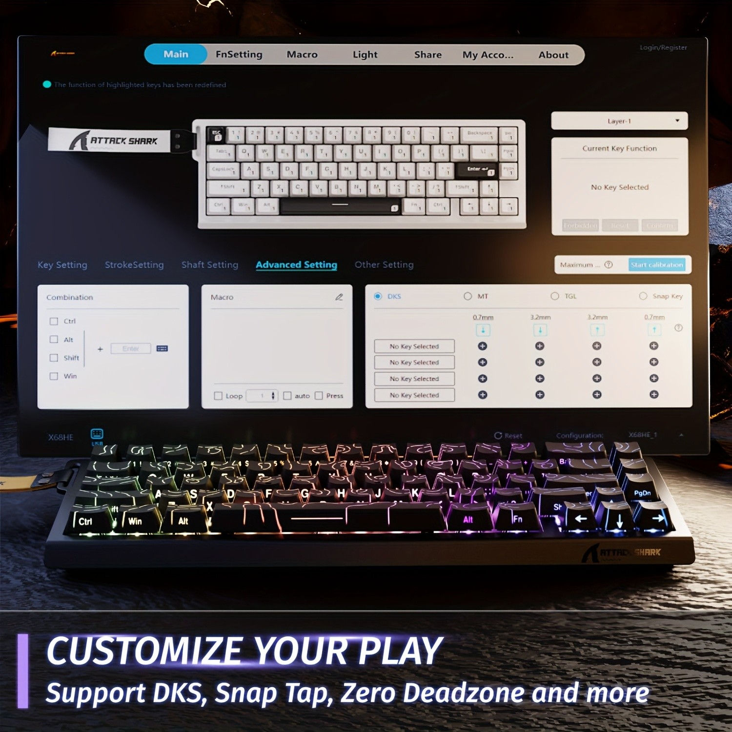 ATTACK SHARK X68 HE 8KHz Rapid Trigger Keyboard Extreme Speed and Precision for NZ Gamers