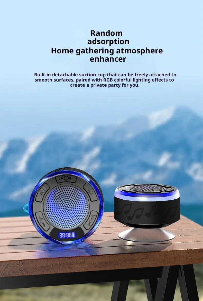 Bluetooth Speaker Bathroom Waterproof Large Suction Cup Mini Wireless Home
