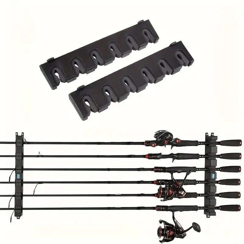 HOTU Vertical/Horizontal Fishing Rod Holder Wall-Mounted Storage Rack for 6 Rods