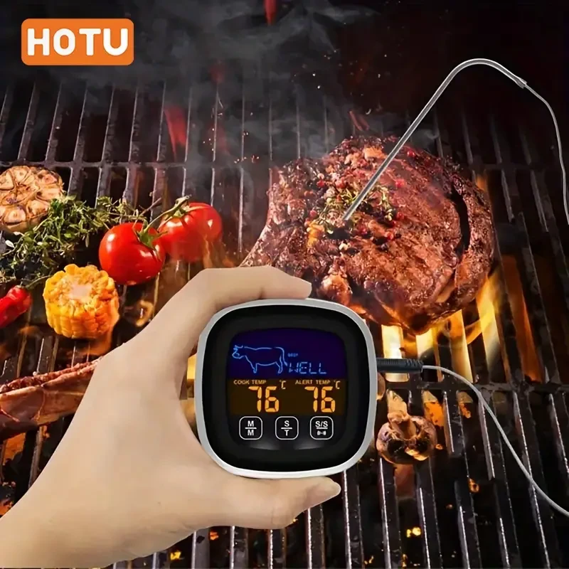 HOTU Digital Meat Thermometer Precision Cooking with Touch Screen & Timer
