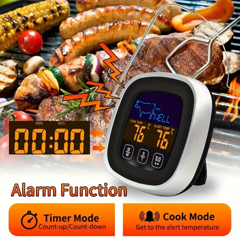 HOTU Digital Meat Thermometer Precision Cooking with Touch Screen & Timer