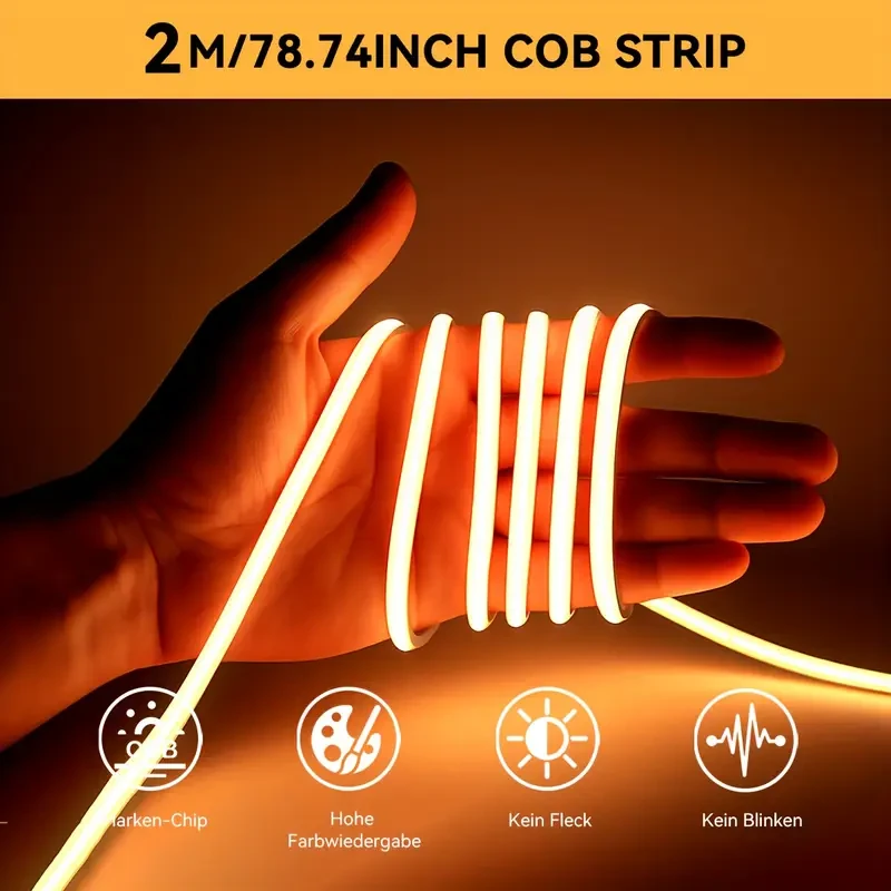 HOTU Thin COB LED Strip Light  Flexible, USB-Powered & Dotless Modern Lighting