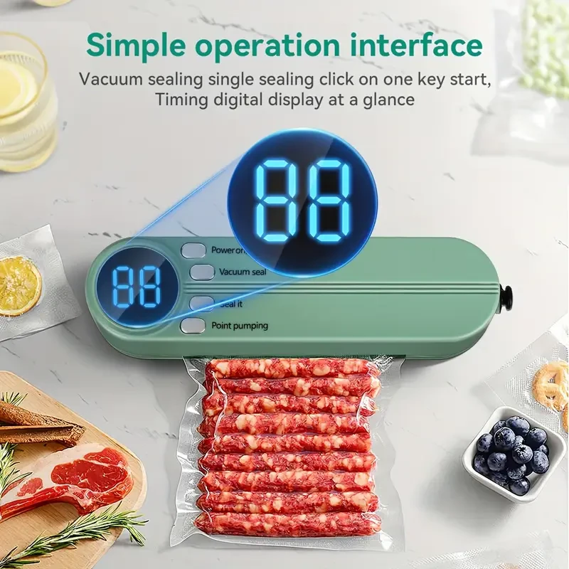 HOTU Portable Food Sealer  1200mAh Rechargeable Multi-Function Vacuum Sealing System