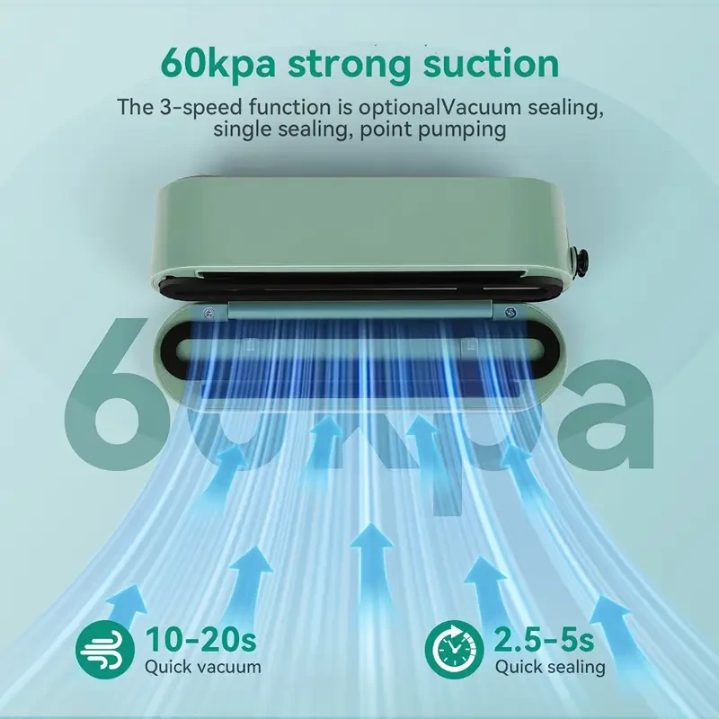 HOTU Portable Food Sealer  1200mAh Rechargeable Multi-Function Vacuum Sealing System