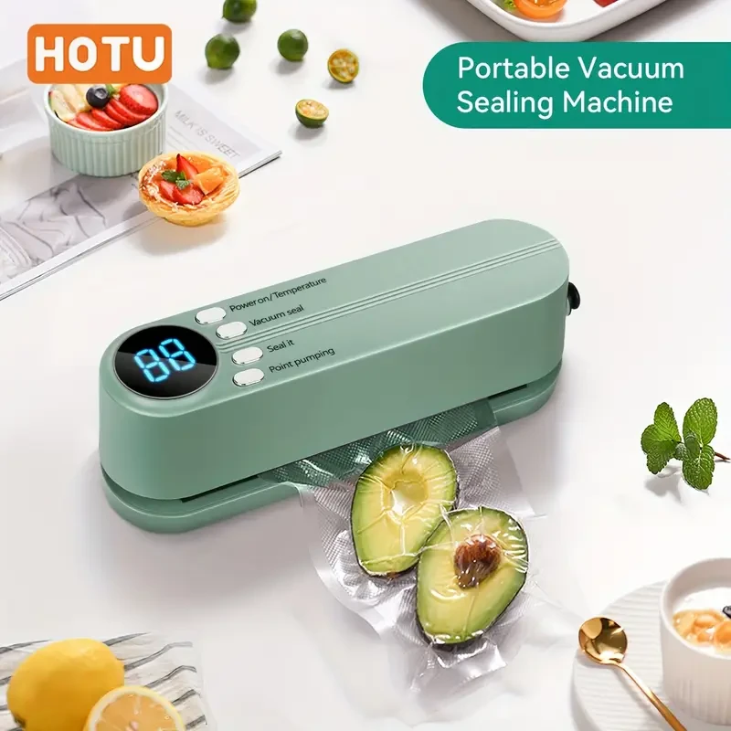 HOTU Portable Food Sealer  1200mAh Rechargeable Multi-Function Vacuum Sealing System