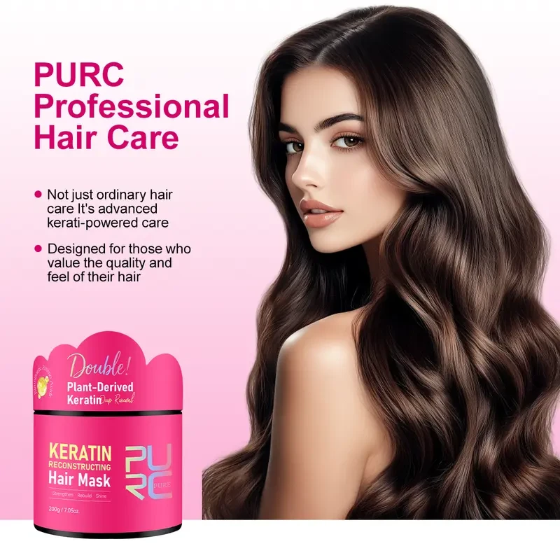 PURC Keratin Reconstructing Hair Mask No-Rinse Treatment for Strength, Shine & Damage Repair
