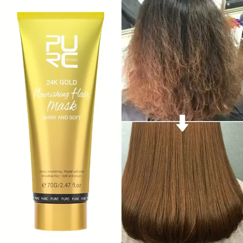 PURC 24K Golden Hair Mask Luxurious Argan Oil Treatment for Smooth, Moisturised & Frizz-Free Hair
