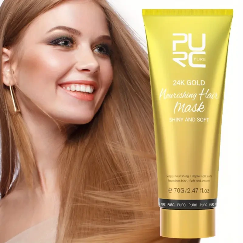 PURC 24K Golden Hair Mask Luxurious Argan Oil Treatment for Smooth, Moisturised & Frizz-Free Hair