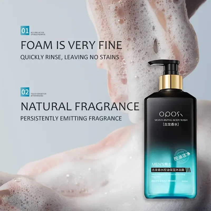 OPOSI Mens Cologne Shower Gel  Deep Cleansing 2-in-1 Shampoo & Body Wash