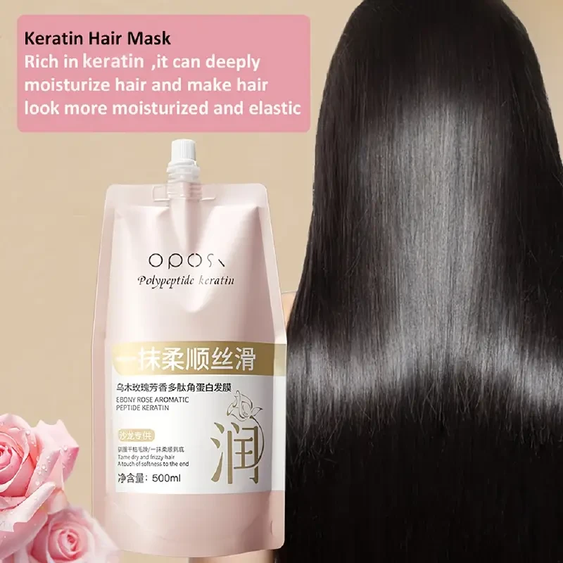 OPOSI Ebony Rose Aromatic Peptide Keratin Hair Mask  Professional Softening, Smoothing & Hydrating Treatment (500ml)