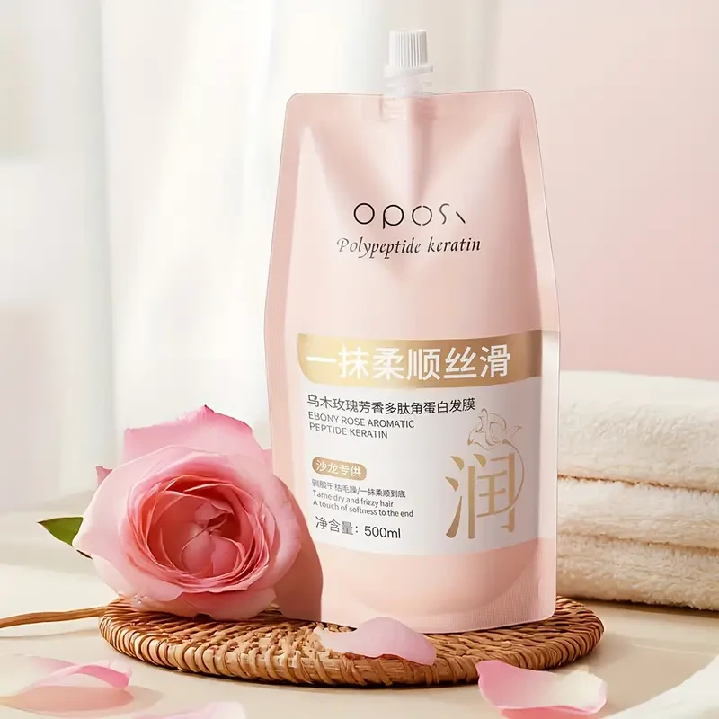 OPOSI Ebony Rose Aromatic Peptide Keratin Hair Mask  Professional Softening, Smoothing & Hydrating Treatment (500ml)