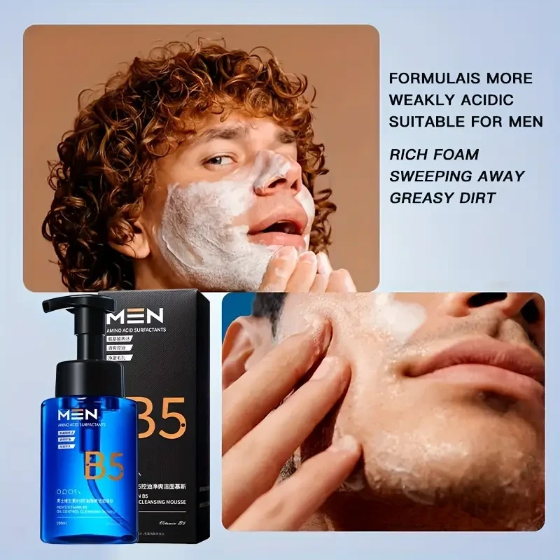 OPOSI Mens Oil-Control Refreshing Cleansing Mousse  Deep Clean, Moisturize & Prep Skin (200ml)