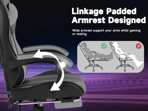 Gaming Chair, Computer Chair Ergonomic Chair With Footrest Office Chair Ergonomic Computer Chair With Lumbar Backrest Blackgray