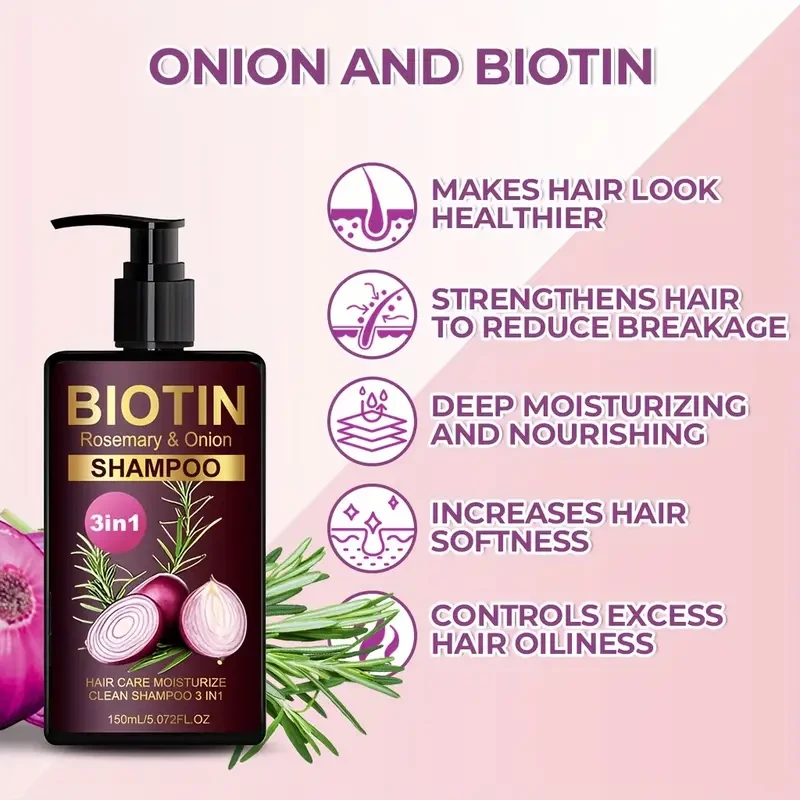 LANEMAY Biotin, Rosemary & Onion 3-in-1 Shampoo Deep Clean, Moisturise & Strengthen