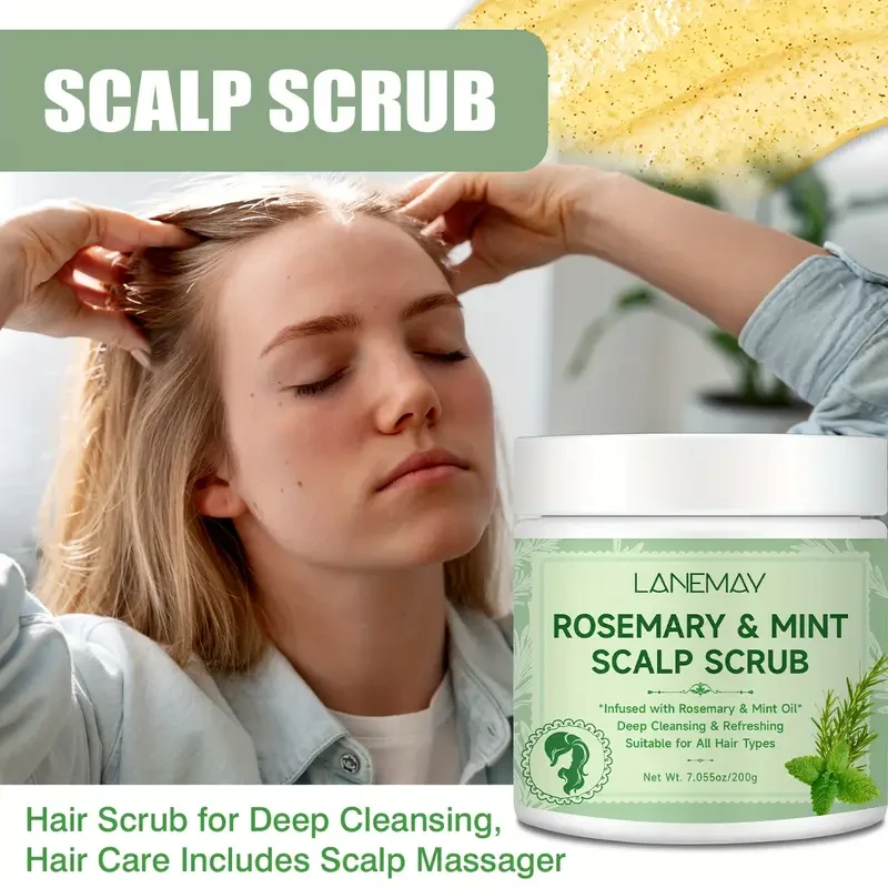 LANEMAY Rosemary & Mint Scalp Scrub  Deep Cleansing & Root-Strengthening Treatment