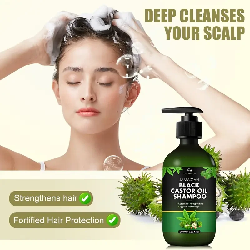 LANEMAY Black Castor Oil Shampoo Deep Clean, Strengthen & Protect Against Breakage