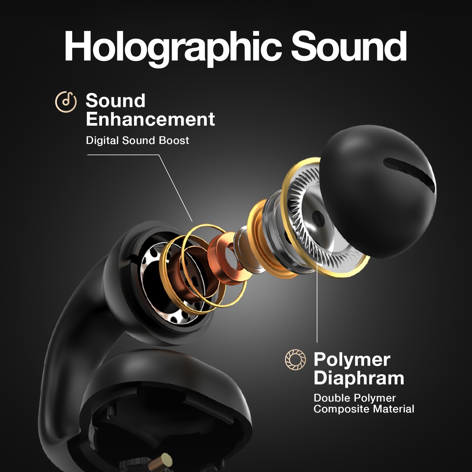 GENAI J01 Wireless Earbuds  Open-Ear Clip Headphones with Touch Volume Control