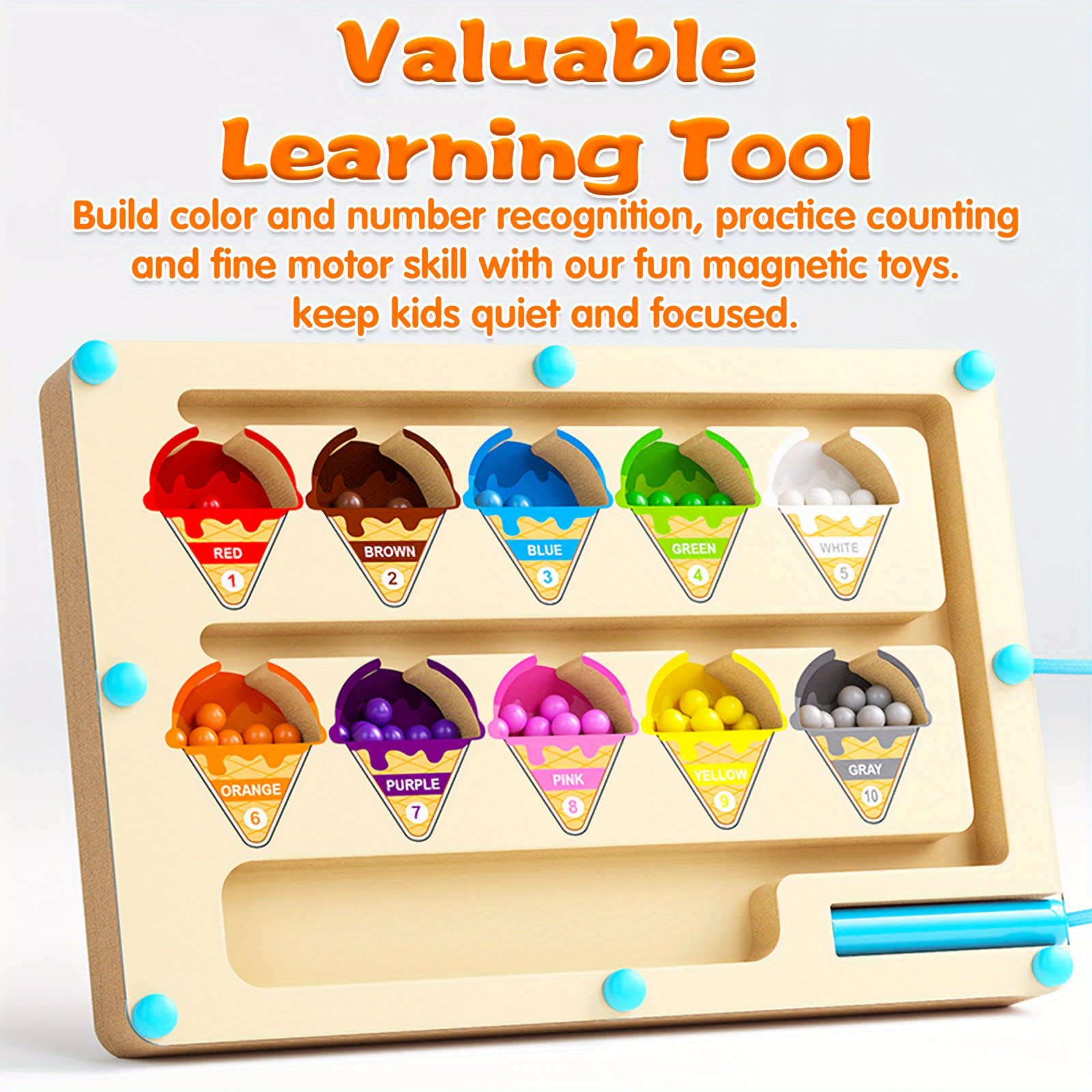 GENAI Wooden Magnetic Colour & Number Maze Puzzle Board  A Fun Learning Adventure for Curious Minds