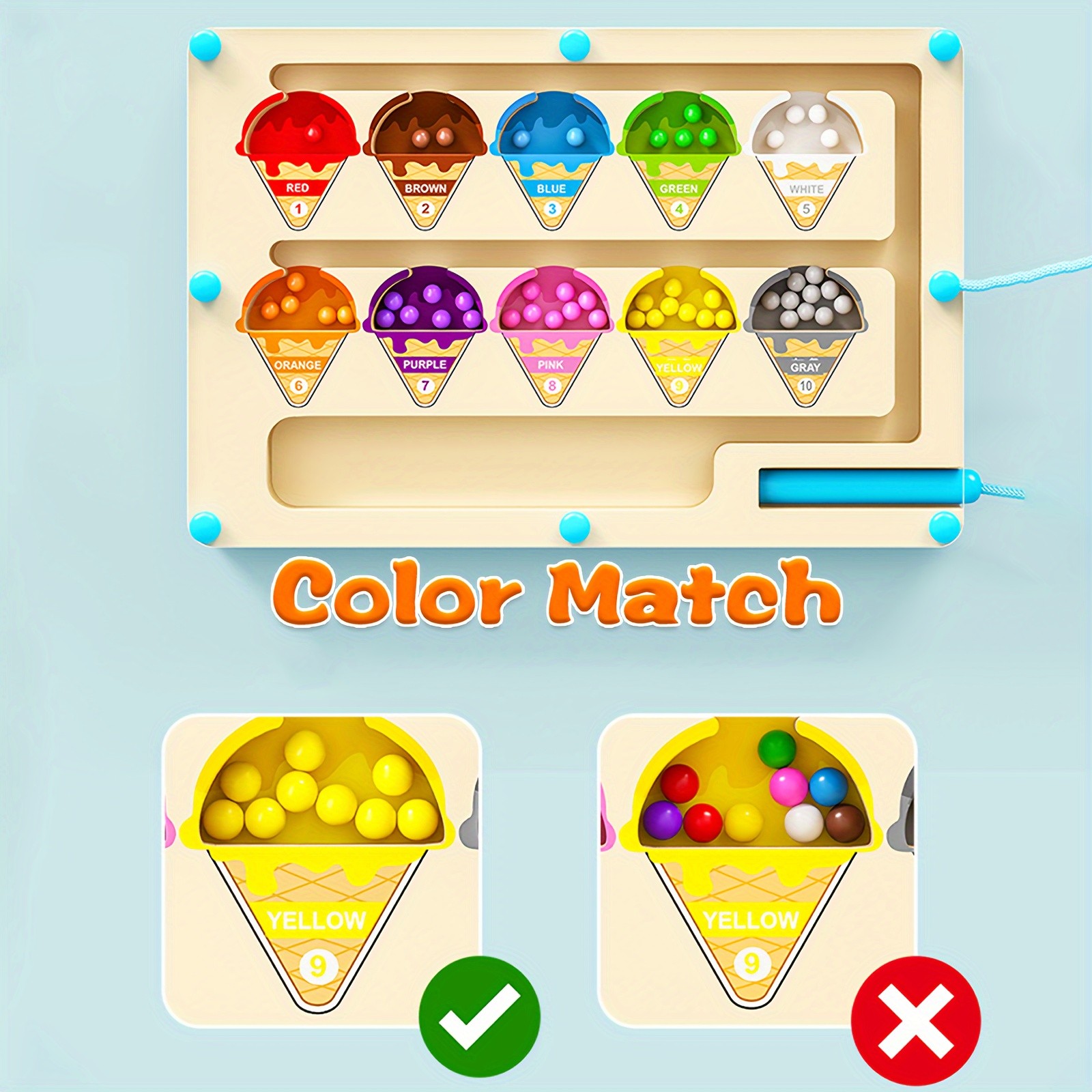 GENAI Wooden Magnetic Colour & Number Maze Puzzle Board  A Fun Learning Adventure for Curious Minds