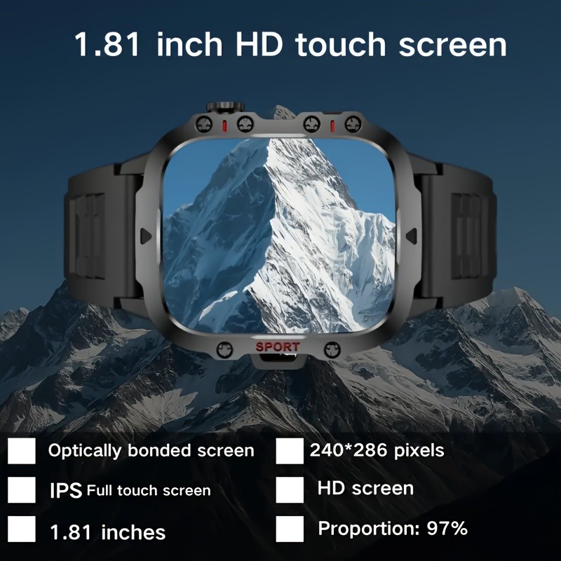 ERUN Mens Outdoor Smart Watch  4.6 cm HD Touchscreen Power for Sport, Adventure & Everyday Life