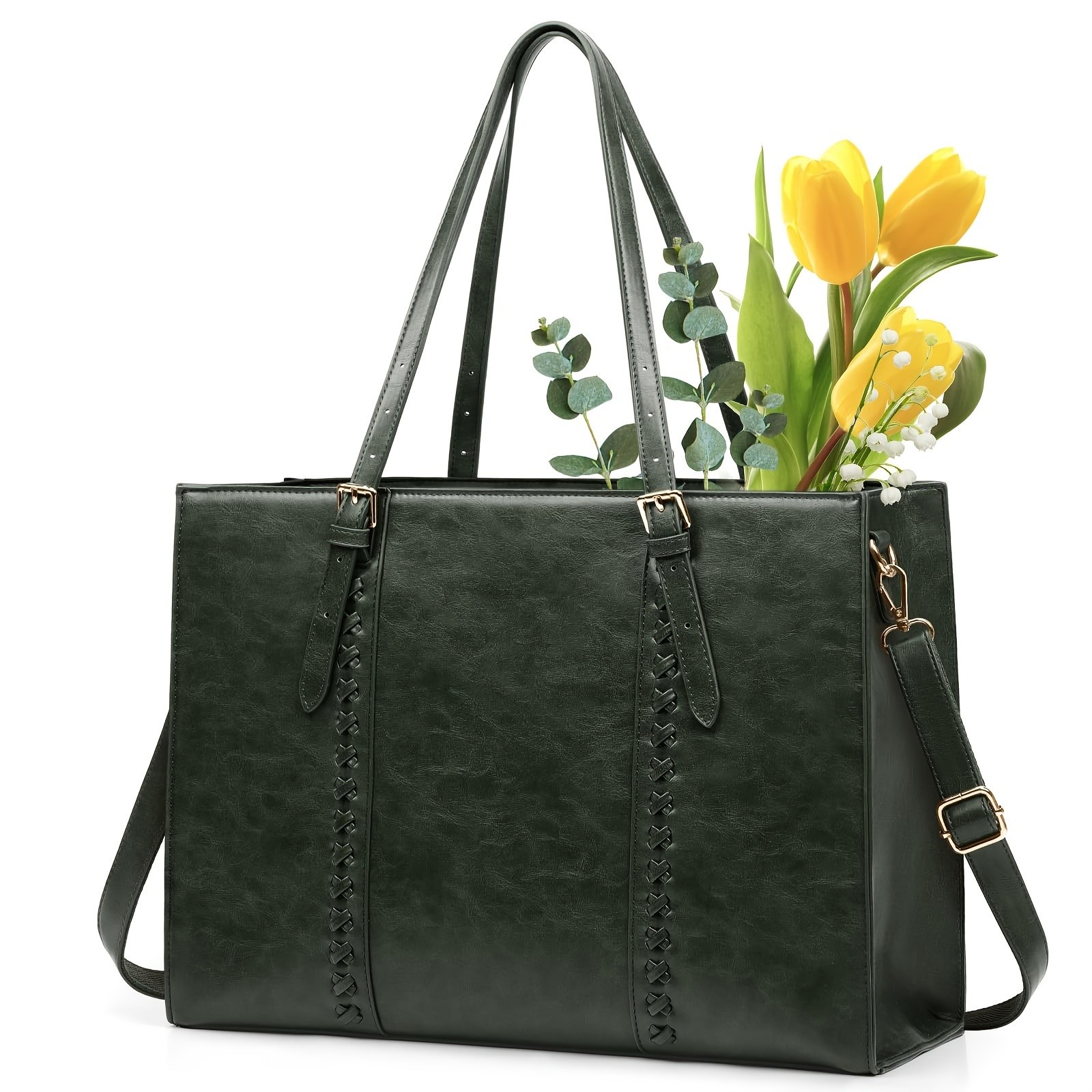 RAINSMORE Luxurious 39.62cm Womens Laptop Tote Vintage Elegance Meets Modern Professional Functionality