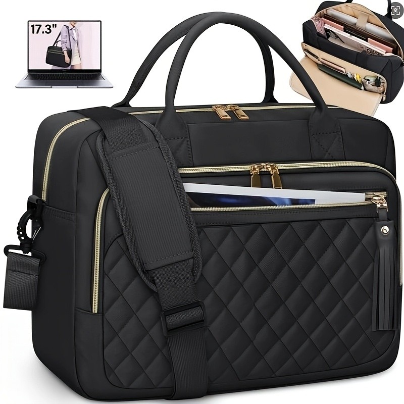 RAINSMORE Womens 43.94 cm Laptop Briefcase  Durable, Quilted & Professional for Work, Business & Travel