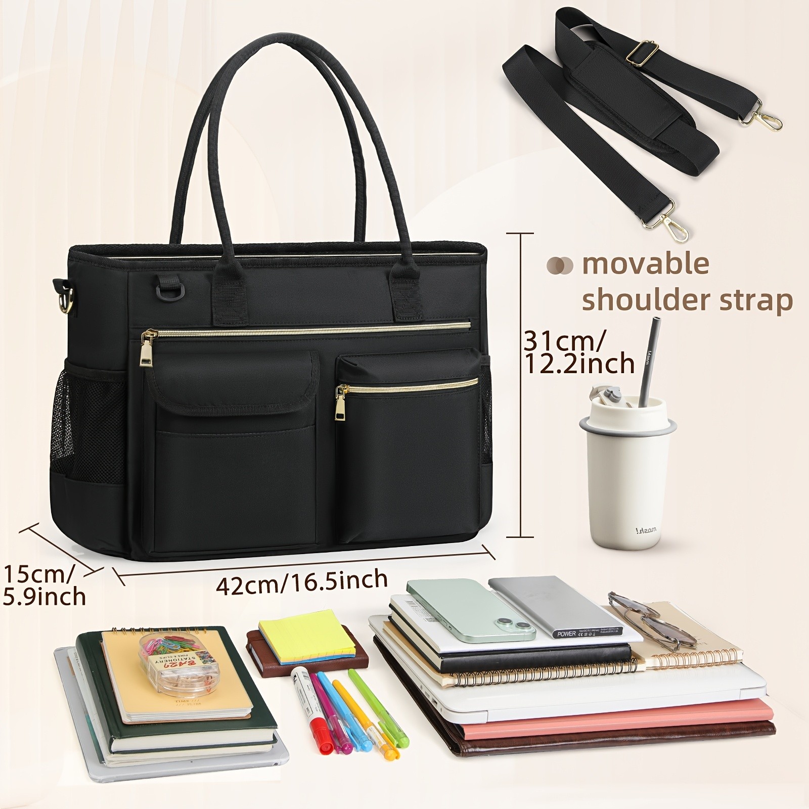 RAINSMORE Womens 39.62 cm Laptop Bag Professional Large Work Tote for Teachers, Nurses & Office Life