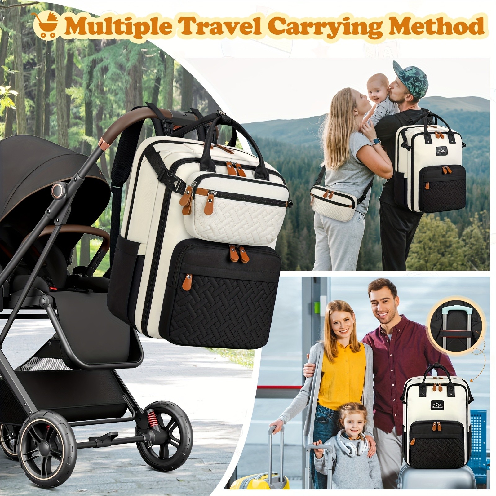 RAINSMORE Detachable Crossbody & Diaper Backpack  Playful Cartoon Bear Design for Modern Kiwi Parents