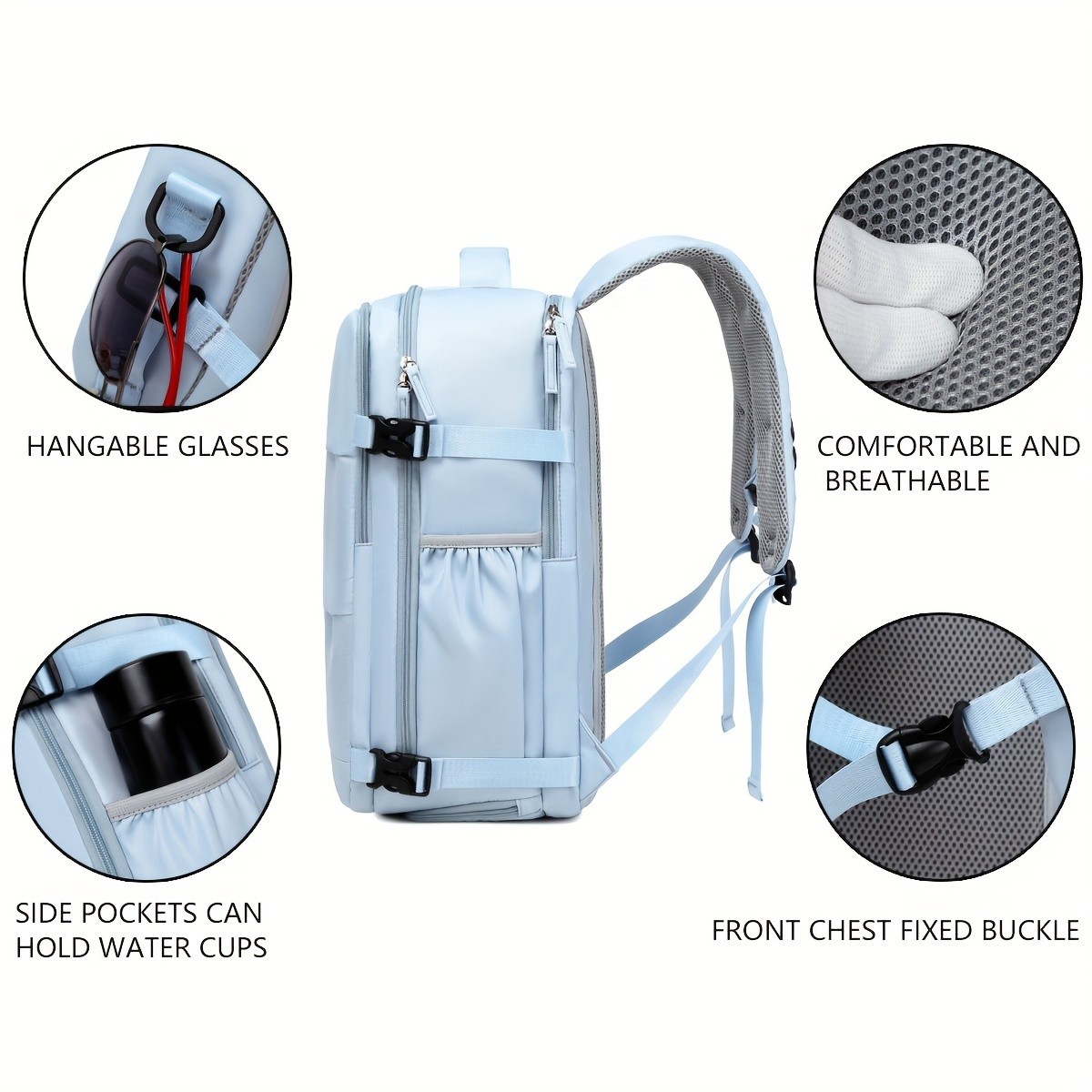 ENOSHI Ladies Laptop Backpack  Airline-Approved Travel Bag with USB Charging & 15.6-Inch Laptop Compartment