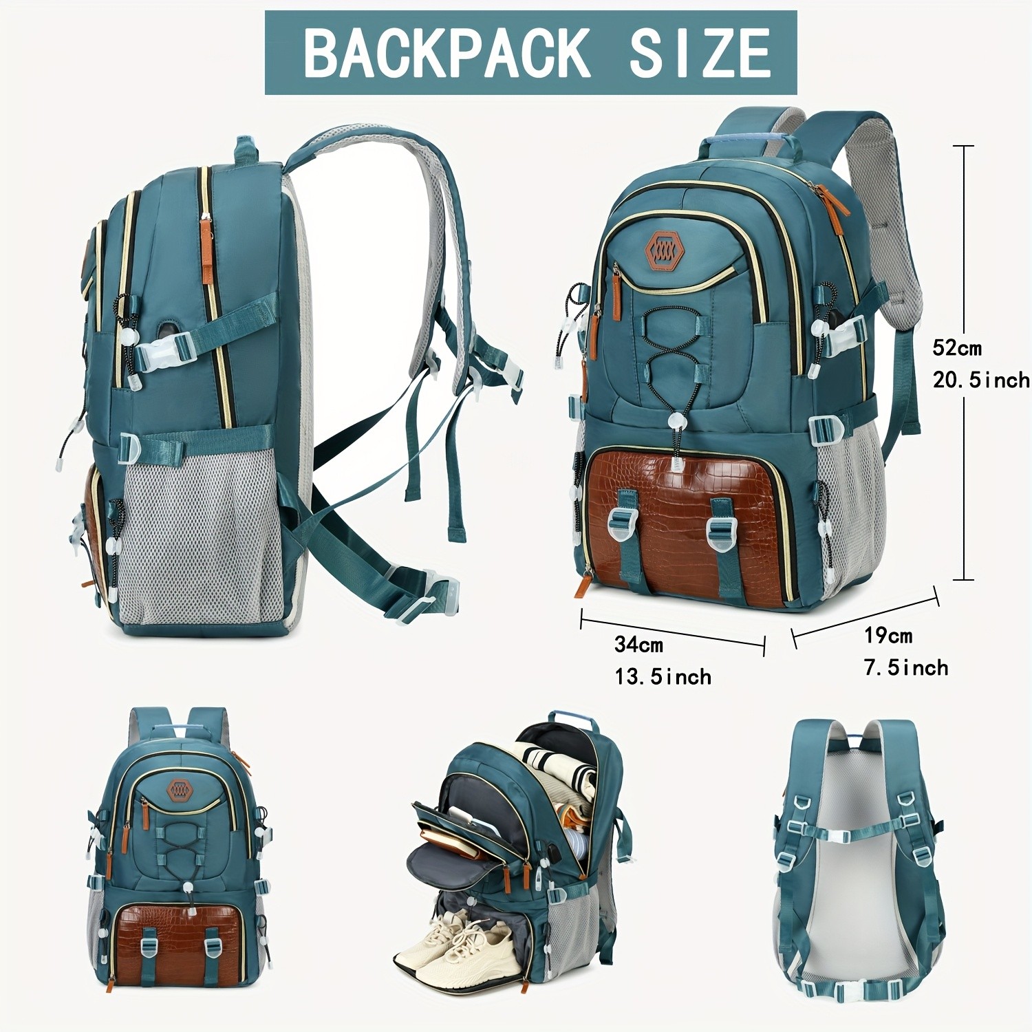 ENOSHI 40L Large Capacity Backpack Heavy-Duty Travel & Hiking Pack with 43.94 cm Laptop Sleeve & Shoe Compartment