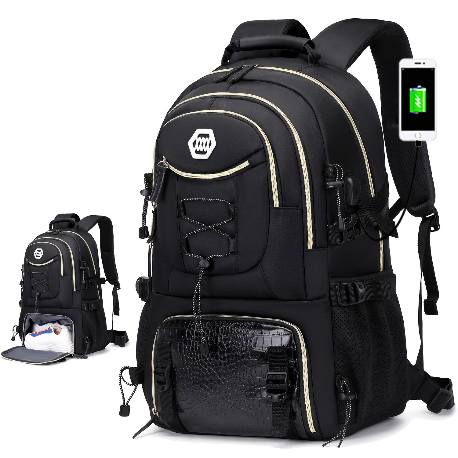 ENOSHI 40L Large Capacity Backpack Heavy-Duty Travel & Hiking Pack with 43.94 cm Laptop Sleeve & Shoe Compartment