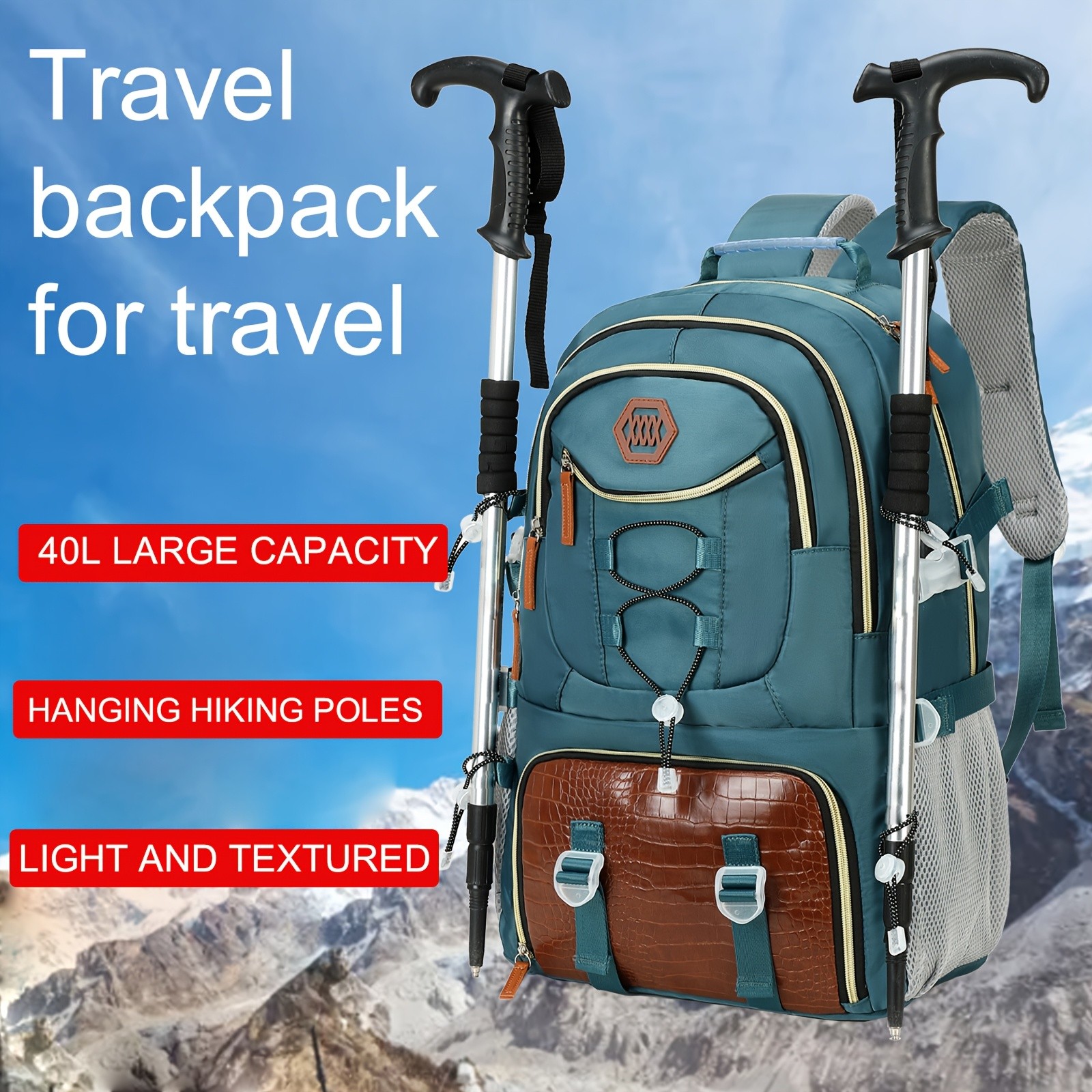 ENOSHI 40L Large Capacity Backpack Heavy-Duty Travel & Hiking Pack with 43.94 cm Laptop Sleeve & Shoe Compartment